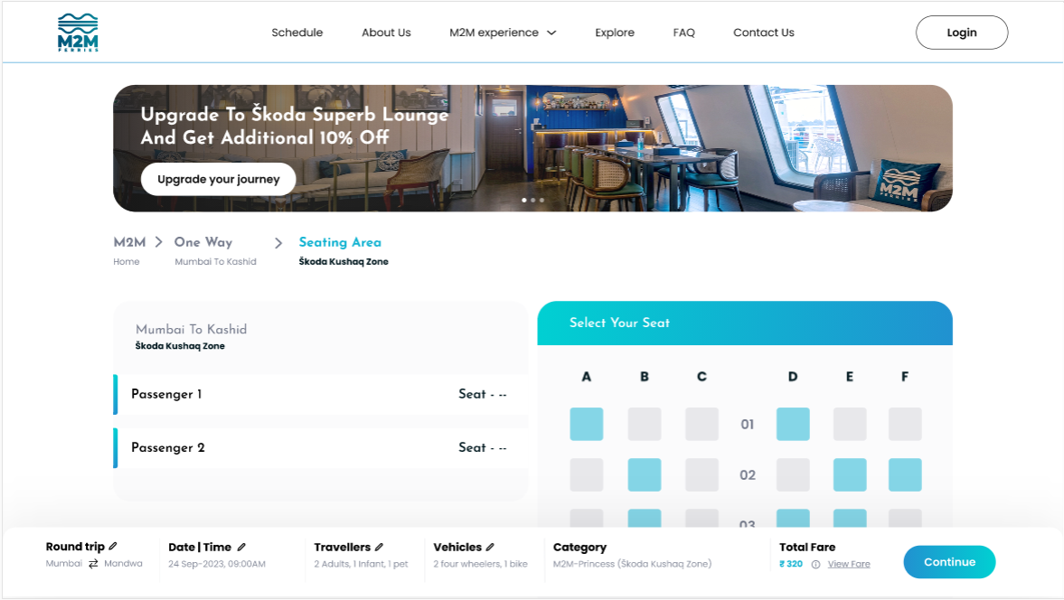 Booking mockup seat selection